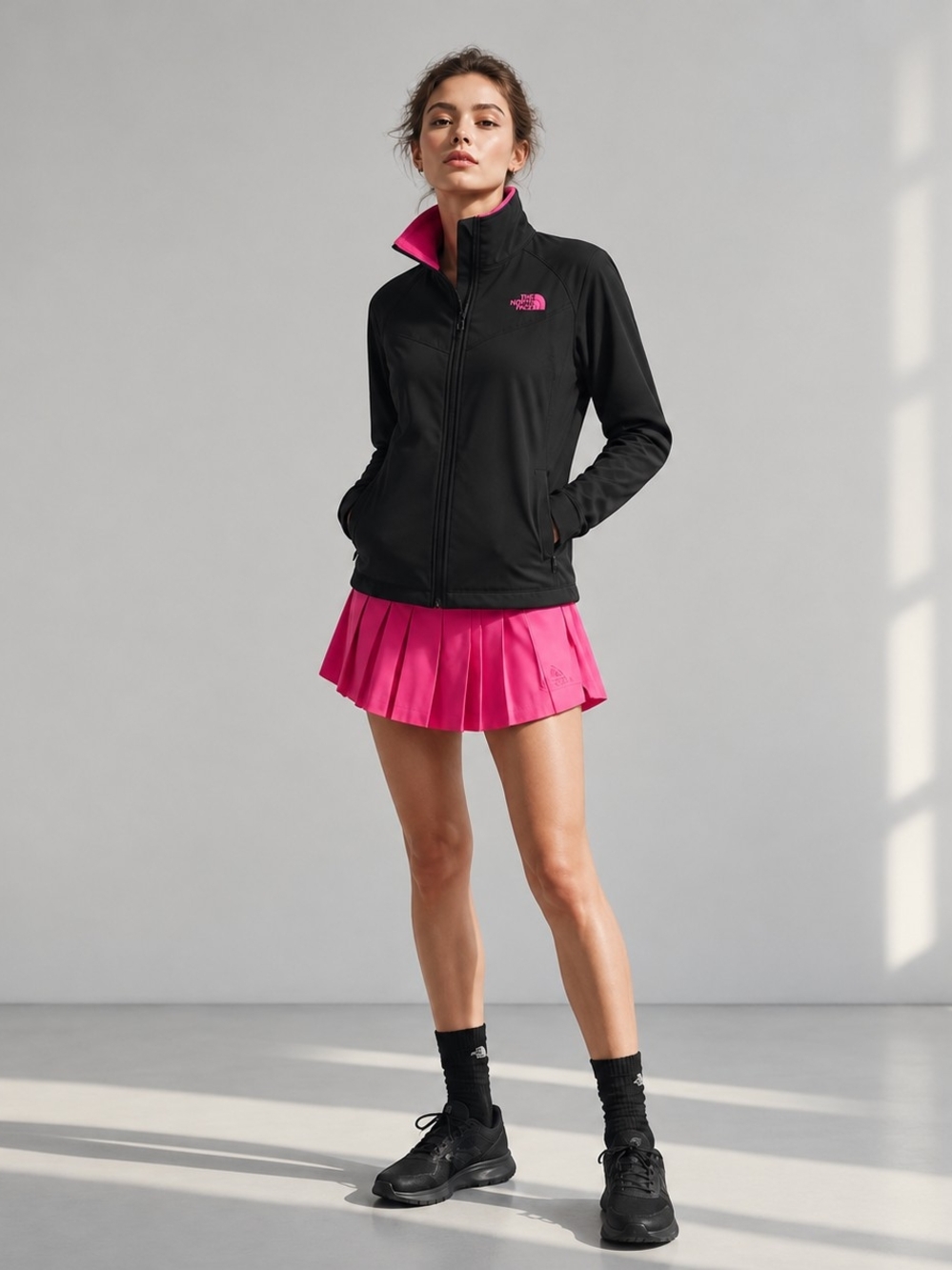 The North Face Women’s Black Softshell Jacket Pink Fleece Lined Full Zip Size M